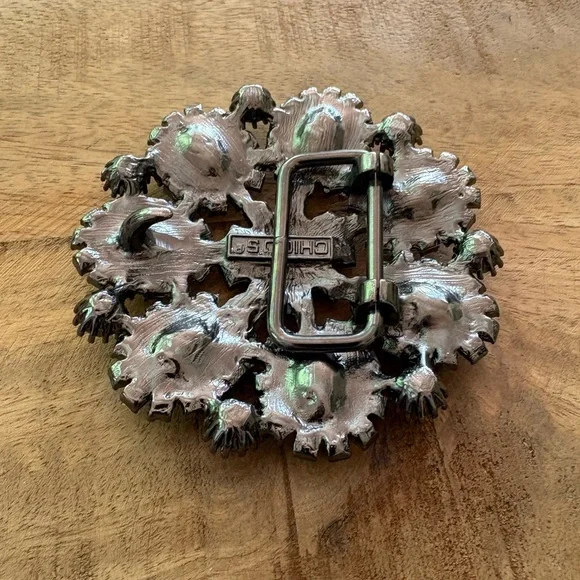 Silver Faceted Crystal Belt Buckle with Rhinestone Accents - Picture 3 of 7